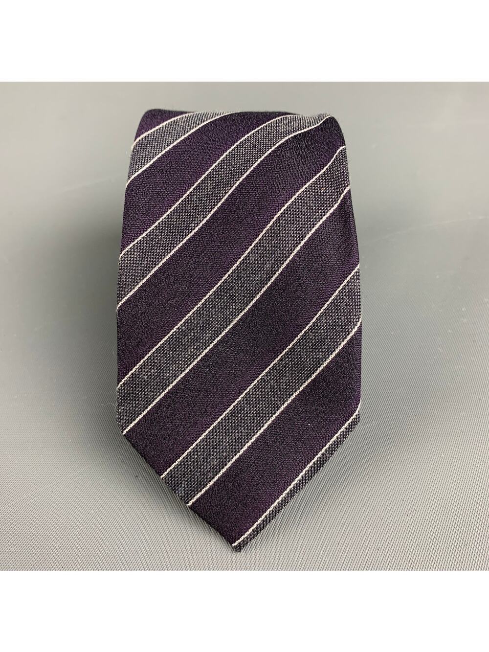 JOHN VARVATOS Purple Silver Silk Tie